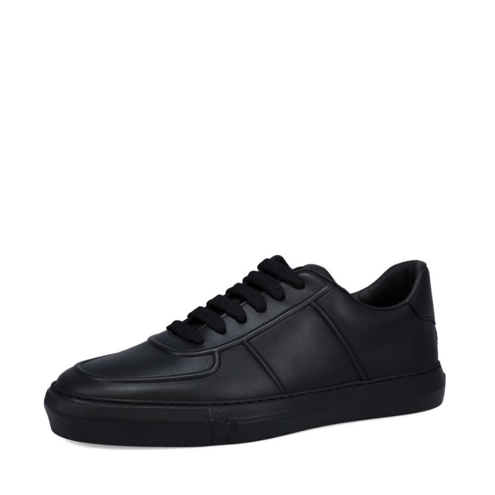 Moncler Neue York Black Leather Sneakers Men’s Size 43 US 10 Logo Italy‎ NFC New - Picture 7 of 16